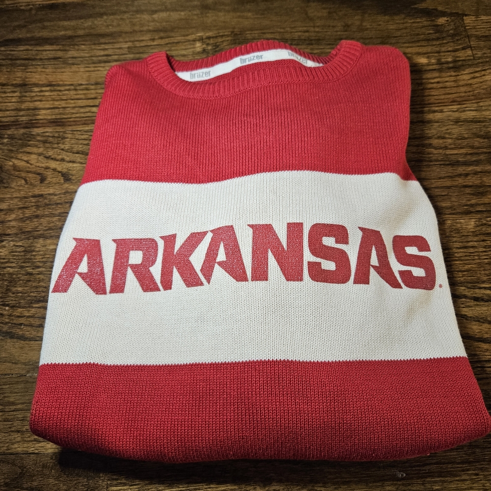 Bruzer Red and Cream Arkansas Sweater